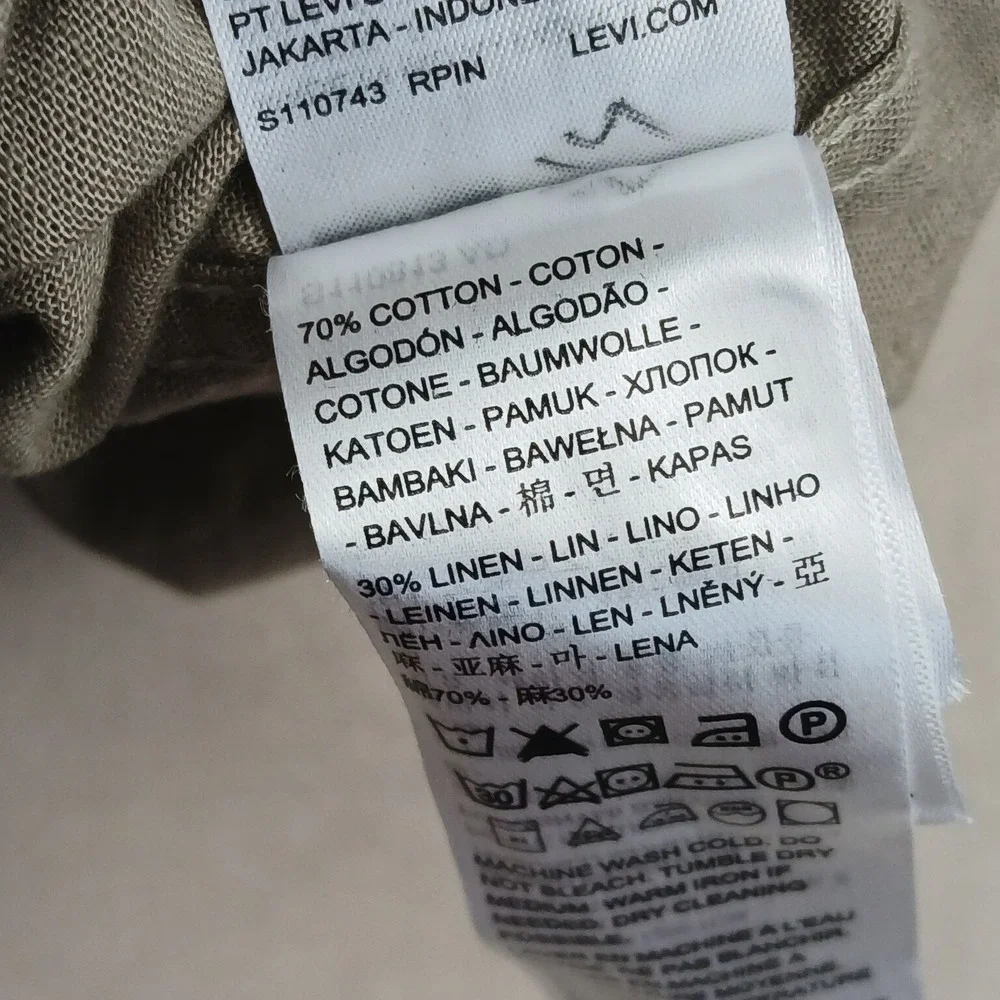 Levis XL Mens Shirt Button Up Short Sleeve Linen Blend‎ FLAW 24x27